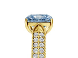 Yellow gold Fancy Blue Radiant Cut Cut Pave Split Shank Engagement Ring with Four-Prong Setting_5