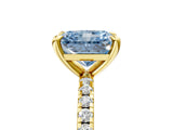 Yellow gold Fancy Blue Radiant Cut Diamond Brilliant Solitaire Ring with Pavé Band and Four-Prong Setting_5