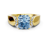 Yellow gold Fancy Blue Radiant Cut Diamond Channel Set Solitaire Ring with Four-Prong Setting_12