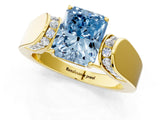 Yellow gold Fancy Blue Radiant Cut Diamond Channel Set Solitaire Ring with Four-Prong Setting_13