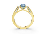 Yellow gold Fancy Blue Radiant Cut Diamond Channel Set Solitaire Ring with Four-Prong Setting_15
