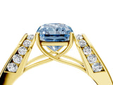 Yellow gold Fancy Blue Radiant Cut Diamond Channel Set Solitaire Ring with Four-Prong Setting_16