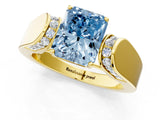 Yellow gold Fancy Blue Radiant Cut Diamond Channel Set Solitaire Ring with Four-Prong Setting_25