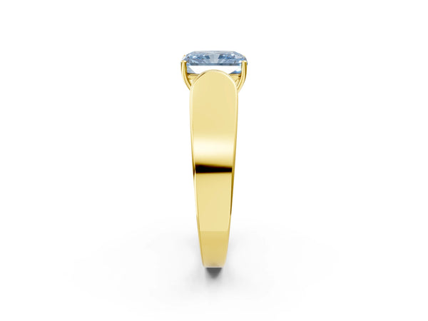 Yellow Gold Radiant Cut Channel Set Engagement Ring Setting for Fancy Blue Center with Wide Band