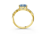 Yellow gold Fancy Blue Radiant Cut Diamond Cluster Pavé Band with Four-Prong Setting_15