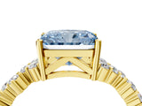 Yellow gold Fancy Blue Radiant Cut Diamond Cluster Pavé Band with Four-Prong Setting_16