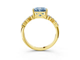 Yellow gold Fancy Blue Radiant Cut Diamond Cluster Pavé Band with Four-Prong Setting_6