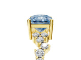 Yellow gold Fancy Blue Radiant Cut Diamond Cluster Pavé Band with Four-Prong Setting_8