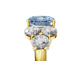 Yellow gold Fancy Blue Radiant  Cut Diamond Cluster Ring with Round Accent Stones and Prong Setting on a Classic Band_53