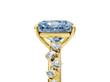 Yellow gold Fancy Blue Radiant Cut Diamond Cluster Side Stone Solitaire Ring with Prong Setting_58