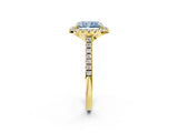 Yellow gold Fancy Blue Radiant Cut Diamond Cushion Halo Ring with Pavé Band_2