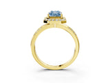 Yellow gold Fancy Blue Radiant Cut Diamond Double Halo Ring with Split Shank and Four-Prong Setting_3