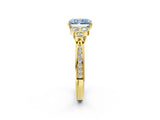 Yellow gold Fancy Blue Radiant  Cut Diamond Engagement Ring with Bezel Set Round Side Stones and Prong Setting_51