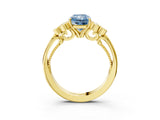 Yellow gold Fancy Blue Radiant  Cut Diamond Engagement Ring with Bezel Set Round Side Stones and Prong Setting_52