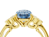 Yellow gold Fancy Blue Radiant  Cut Diamond Engagement Ring with Bezel Set Round Side Stones and Prong Setting_53