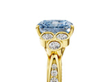 Yellow gold Fancy Blue Radiant  Cut Diamond Engagement Ring with Bezel Set Round Side Stones and Prong Setting_54