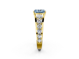 Yellow gold Fancy Blue Radiant  Cut Diamond Engagement Ring with Pavé Band and Four-Prong Setting_5