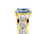 Yellow gold Fancy Blue Radiant  Cut Diamond Engagement Ring with Pavé Band and Four-Prong Setting_8
