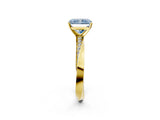 Yellow gold Fancy Blue Radiant Cut Diamond Engagement Ring with Side Stone Accents and Four-Prong Setting_14
