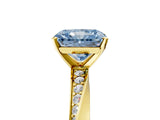 Yellow gold Fancy Blue Radiant Cut Diamond Engagement Ring with Side Stone Accents and Four-Prong Setting_17