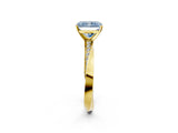 Yellow gold Fancy Blue Radiant Cut Diamond Engagement Ring with Side Stone Accents and Four-Prong Setting_86