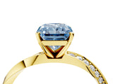 Yellow gold Fancy Blue Radiant Cut Diamond Engagement Ring with Side Stone Accents and Four-Prong Setting_88