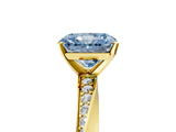 Yellow gold Fancy Blue Radiant Cut Diamond Engagement Ring with Side Stone Accents and Four-Prong Setting_89