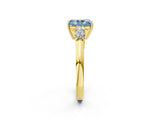 Yellow gold Fancy Blue Radiant  Cut Diamond Five-Stone Prong Set White Gold Ring_34