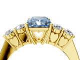 Yellow gold Fancy Blue Radiant  Cut Diamond Five-Stone Prong Set White Gold Ring_36