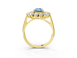 Yellow gold Fancy Blue Radiant Cut Diamond Floral Double Halo Engagement Ring with Prong Setting_63