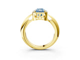 Yellow gold Fancy Blue Radiant  Cut Diamond Halo Engagement Ring with Split Shank and Four-Prong Setting_93