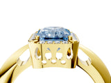 Yellow gold Fancy Blue Radiant  Cut Diamond Halo Engagement Ring with Split Shank and Four-Prong Setting_94