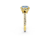 Yellow gold Fancy Blue Radiant Cut Diamond Halo Pave Band with Four-Prong Setting_5