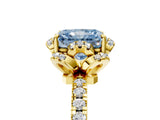 Yellow gold Fancy Blue Radiant Cut Diamond Halo Pave Band with Four-Prong Setting_8