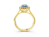 Yellow gold Fancy Blue Radiant  Cut Diamond Halo Ring with Solitaire Band and Prong Setting_54