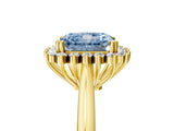 Yellow gold Fancy Blue Radiant  Cut Diamond Halo Ring with Solitaire Band and Prong Setting_56