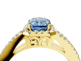 Yellow gold Fancy Blue Radiant Cut Diamond Halo Split Shank Engagement Ring_43