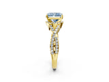 Yellow gold Fancy Blue Radiant Cut Diamond  Halo Twist Band Solitaire Prong Setting Ring_50