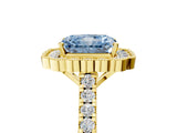 Yellow gold Fancy Blue Radiant  Cut Diamond Milgrain Floral Halo Engagement Ring with Pavé Band_20