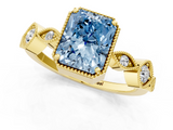 Yellow gold Fancy Blue Radiant  Cut Diamond Milgrain Marquise Band with Prong Setting_4