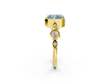 Yellow gold Fancy Blue Radiant  Cut Diamond Milgrain Marquise Band with Prong Setting_5