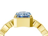 Yellow gold Fancy Blue Radiant  Cut Diamond Milgrain Marquise Band with Prong Setting_7