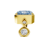 Yellow gold Fancy Blue Radiant  Cut Diamond Milgrain Marquise Band with Prong Setting_8