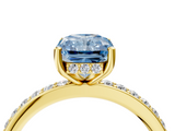 Yellow gold Fancy Blue Radiant  Cut Diamond Pavé Band Ring with Four-Prong Setting_27