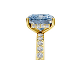 Yellow gold Fancy Blue Radiant  Cut Diamond Pavé Band Ring with Four-Prong Setting_28