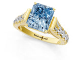 Yellow gold Fancy Blue Radiant  Cut Diamond Pavé Band Solitaire with Four-Prong Setting_16