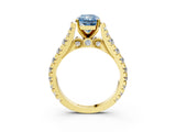 Yellow gold Fancy Blue Radiant  Cut Diamond Pavé Band Solitaire with Four-Prong Setting_18
