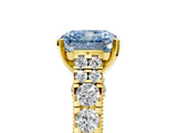 Yellow gold Fancy Blue Radiant  Cut Diamond Pavé Band Solitaire with Four-Prong Setting_20