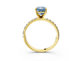 Yellow gold Fancy Blue Radiant  Cut Diamond Pavé Band Solitaire with Four-Prong Setting_6