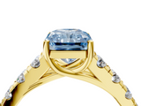 Yellow gold Fancy Blue Radiant  Cut Diamond Pavé Band Solitaire with Four-Prong Setting_7